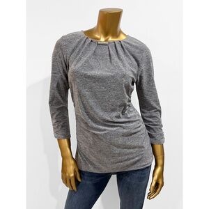 Fortune + Ivy Women's Grey Ruched 3/4 Sleeve Top Size S